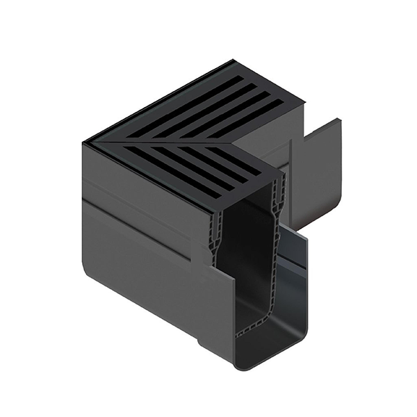 Threshold Corner Black Aluminium Grate